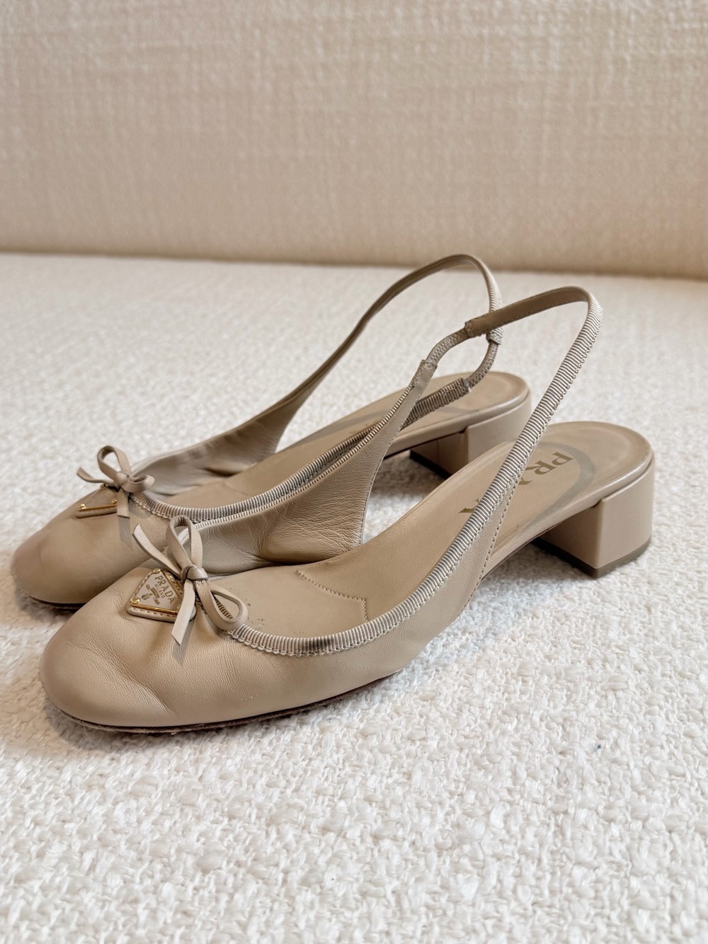 Prada Leather Slingback Pumps – Beige | Size EU 37 / US Women’s 7 | Authentic - Picture 4 of 9